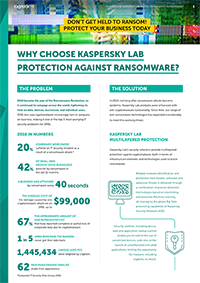FİDYE YAZILIMLARINA KARŞI KORUMA İÇİN NEDEN KASPERSKY LAB'İ SEÇMELİSİNİZ? FİDYE YAZILIMLARINA KARŞI KORUMA İÇİN NEDEN KASPERSKY LAB'İ SEÇMELİSİNİZ?